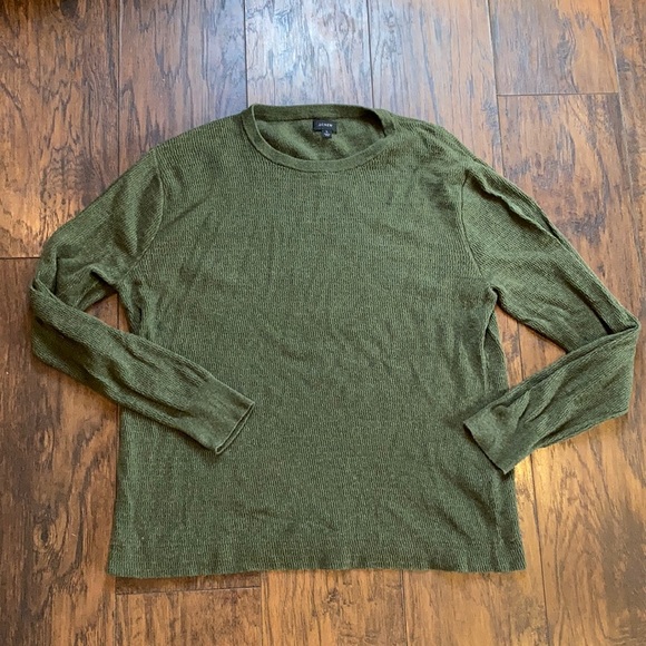 J. Crew Green LongSleeved Textured Crew Neck